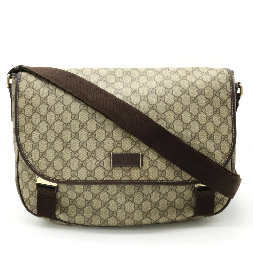 Gucci GG Supreme Messenger Bag Crossbody Beige Brown Cream